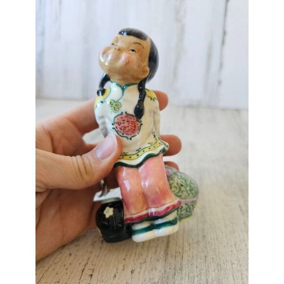 Gort lil pumpkin priolo girl lantern figurine statue vintage CL49 says - Picture 6 of 9